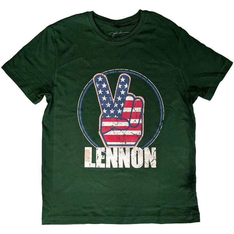 John Lennon | Official Band T-Shirt | Peace Fingers US Flag Rayon Fabric Velvet Fabric Corduroy Fabric John Lennon | Official Band T-Shirt | Peace Fingers US Flag Rayon Fabric Velvet Fabric Corduroy Fabric