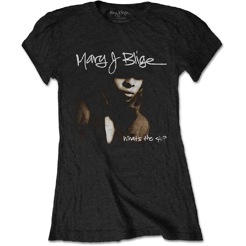 Mary J Blige Ladies T-Shirt: Cover Mesh Blend Leather Blend Suede Blend