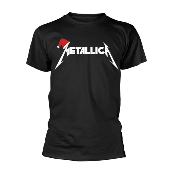 Metallica | Official Band T-Shirt | Santa Hat Logo Collared T-Shirt Boat Neck A-Line Metallica | Official Band T-Shirt | Santa Hat Logo Collared T-Shirt Boat Neck A-Line
