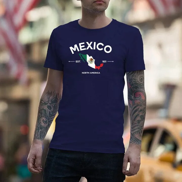 Mexico Flag T-Shirt Spandex Blend Rayon Blend Denim Blend