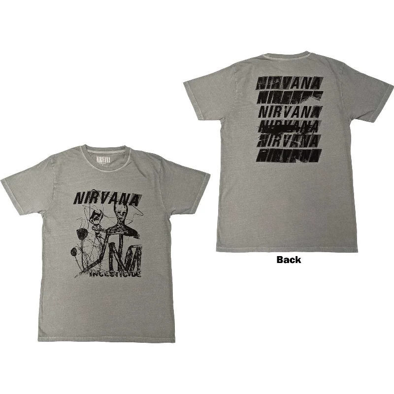 Nirvana | Official Band T-Shirt | Incesticide Stacked Logo (Back Print) Elasticated Padded Insulated Nirvana | Official Band T-Shirt | Incesticide Stacked Logo (Back Print) Elasticated Padded Insulated