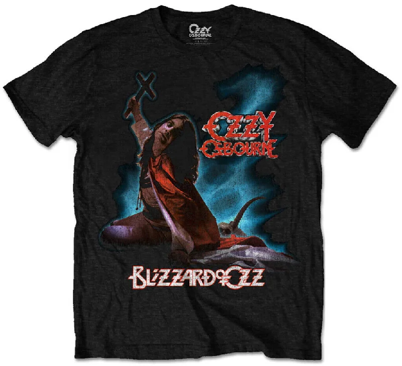 Ozzy Osbourne | Official Band T-shirt | Blizzard of Ozz Tracklist (Back Print) Houndstooth Herringbone Solid