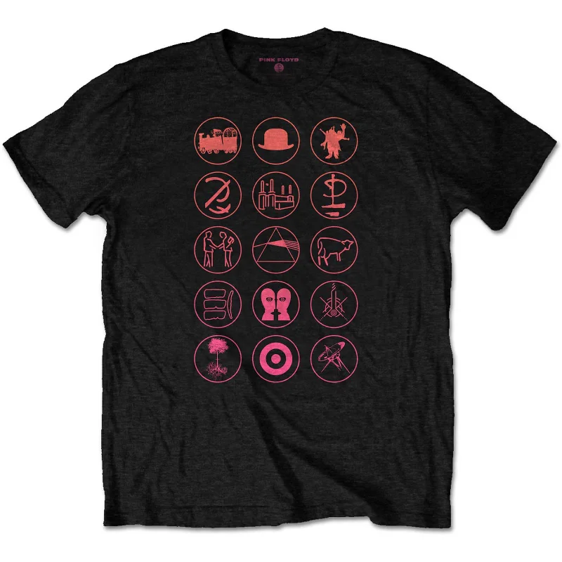 Pink Floyd | Official Band T-Shirt | Symbols (Back Print) Graphic T-Shirt Round Neck Polyester Pink Floyd | Official Band T-Shirt | Symbols (Back Print) Graphic T-Shirt Round Neck Polyester
