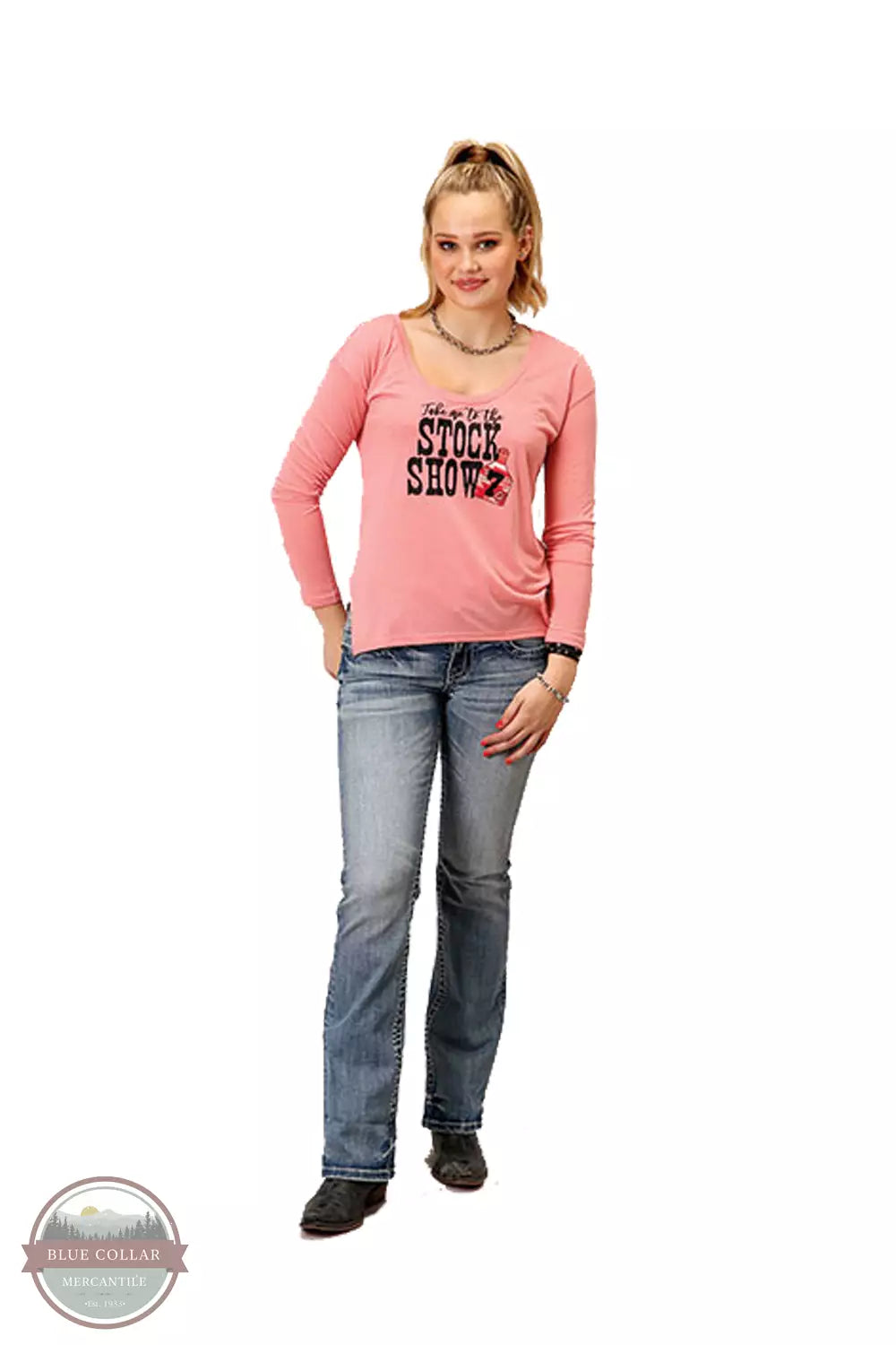 03-038-0513-6112 PI Stock Show Long Sleeve T-Shirt Print Jacquard Patchwork