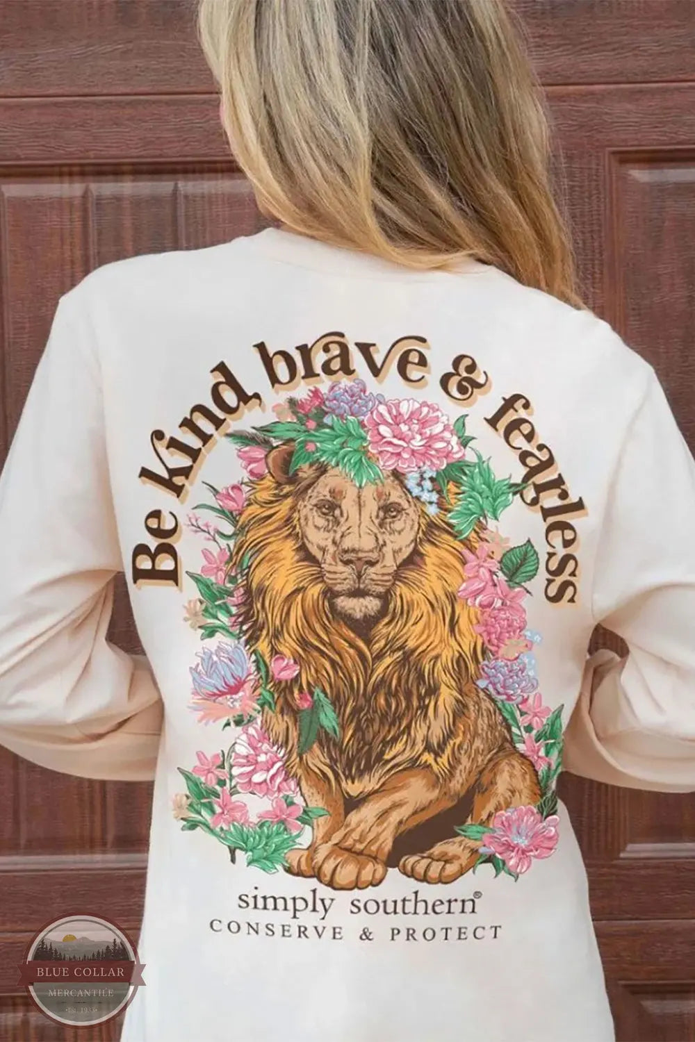 LS-TRACKL1-BRAVE-WHISPER Be Kind Brave & Fearless Trackable Long Sleeve T-Shirt Mesh Blend Leather Blend Suede Blend