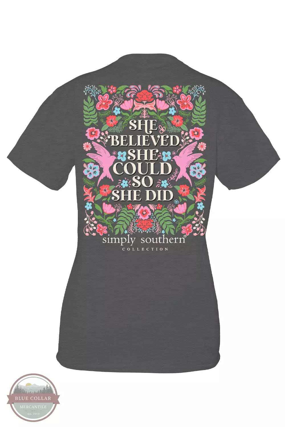 SS-SHE-GRAPHITEHTHR She Believed She Could T-Shirt Sequined Glittery Shiny