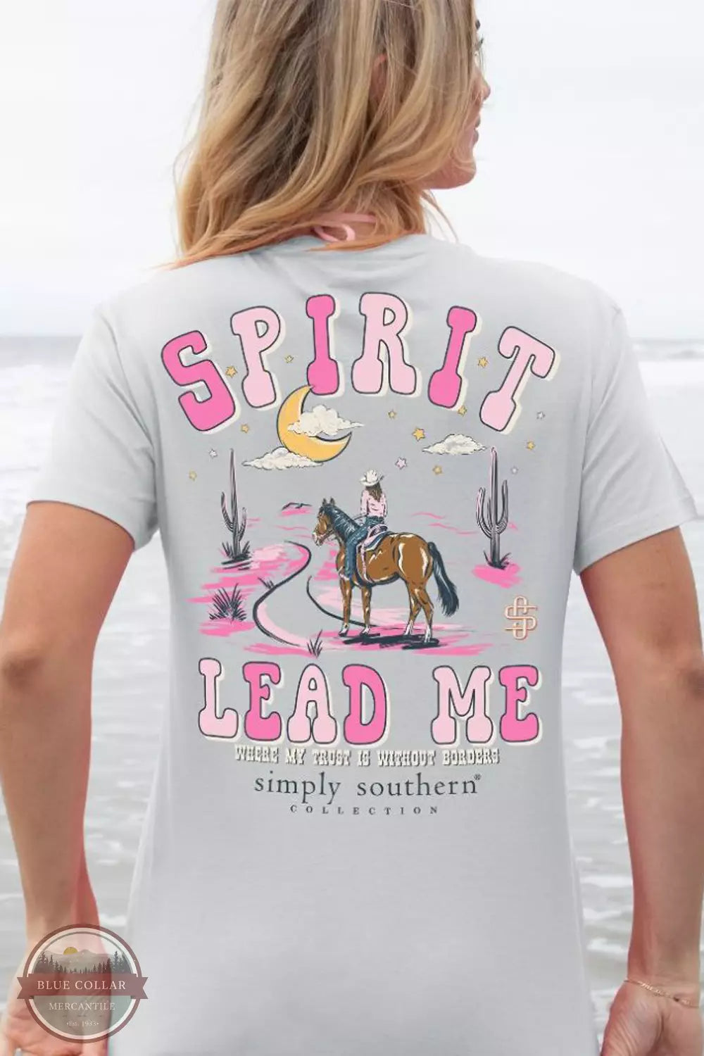 SS-SPIRIT-WHITEWATER Spirit Lead Me Short Sleeve T-Shirt Denim Fabric Leather Fabric Suede Fabric