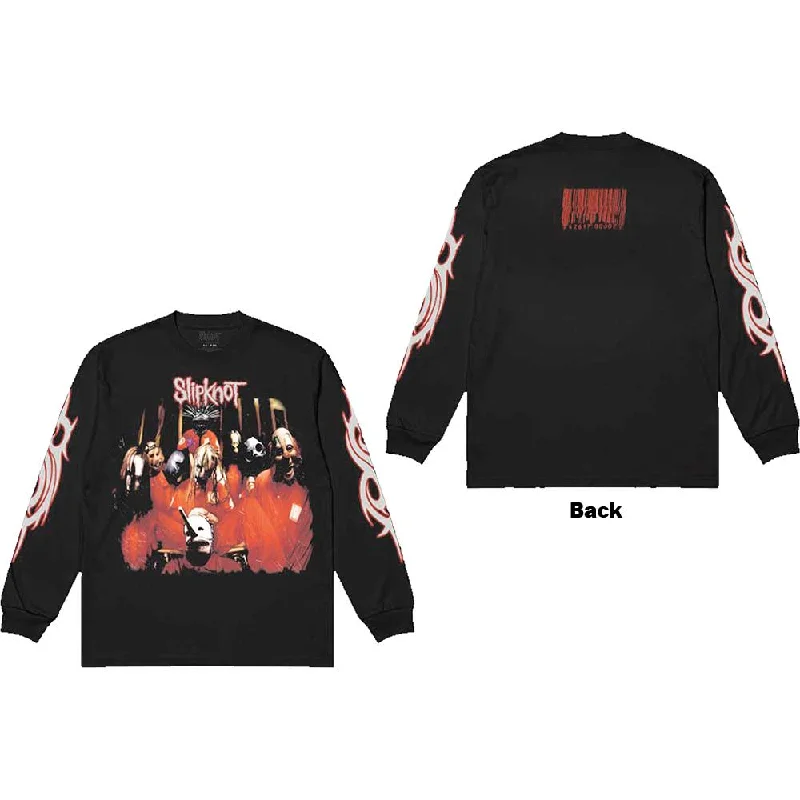 Slipknot Unisex Long Sleeve T-Shirt: Spit it Out (Back & Sleeve Print) Zippered Front Buttoned Front Snap Front