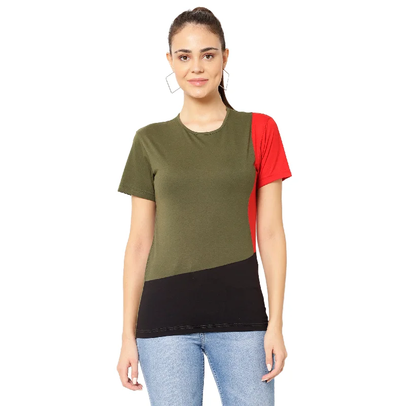 Vimal Jonney Green Color T-shirt For Women Rayon Fabric Velvet Fabric Corduroy Fabric