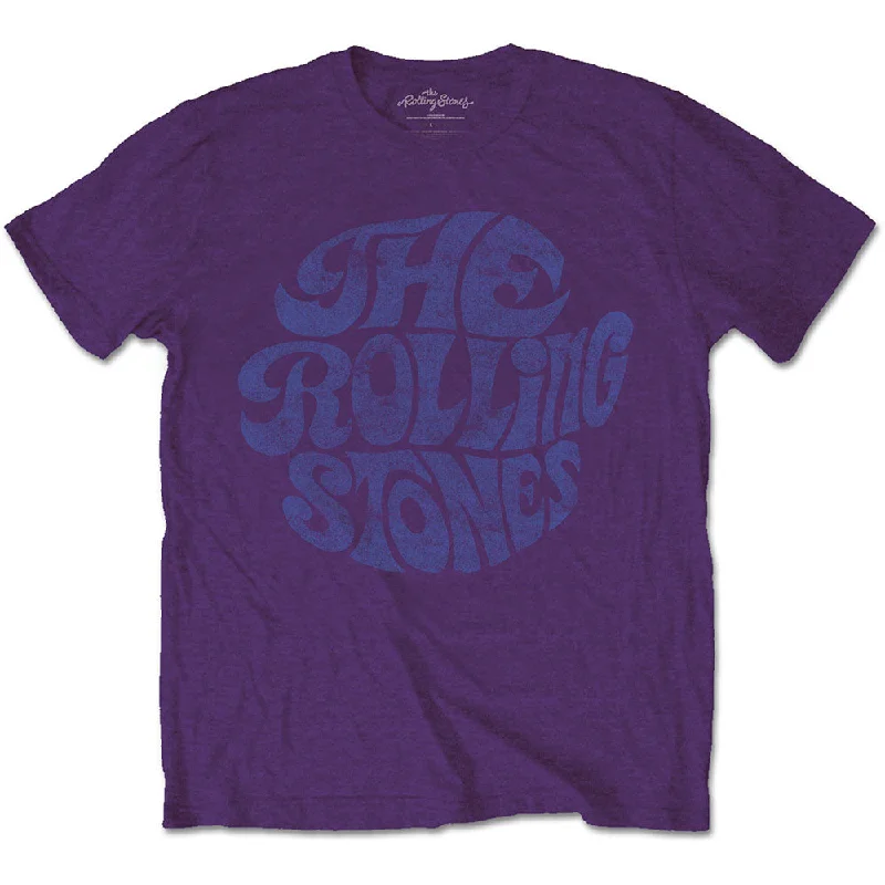 The Rolling Stones | Official Band T-shirt | Vintage 1970s Logo (Purple) Ribbed Striped Patterned The Rolling Stones | Official Band T-shirt | Vintage 1970s Logo (Purple) Ribbed Striped Patterned