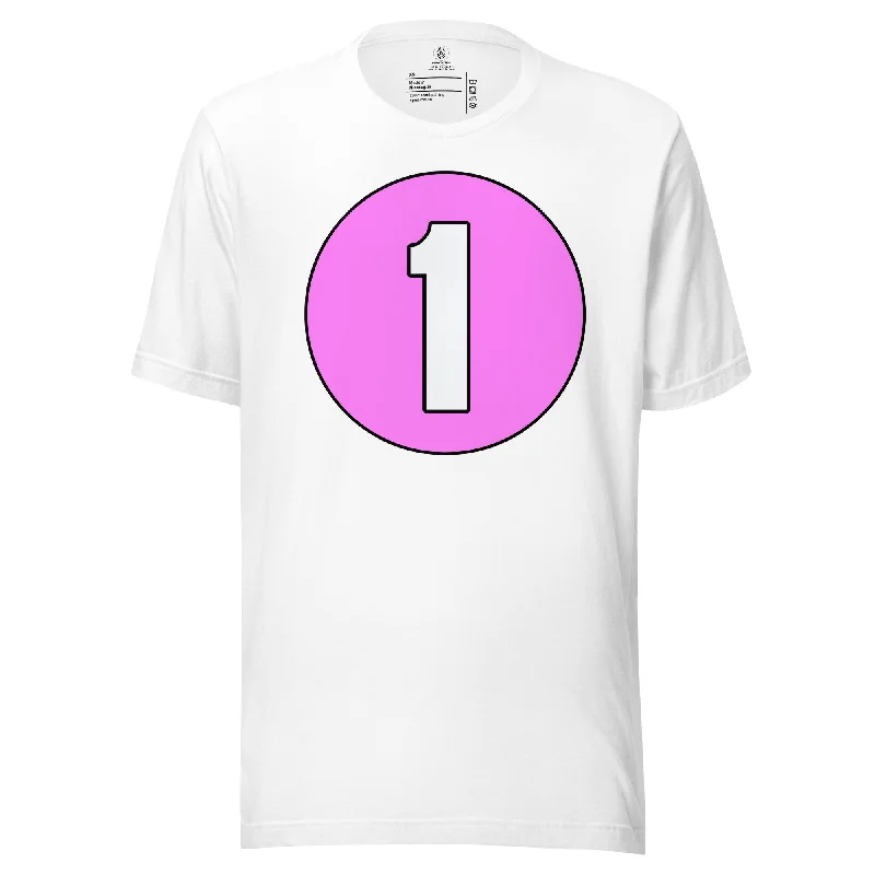 Unisex t-shirt: White on Pink 1 Thin T-Shirt Open Front Quick Dry