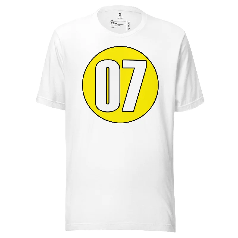 Unisex t-shirt: White on Yellow 07 Sequined Glittery Shiny