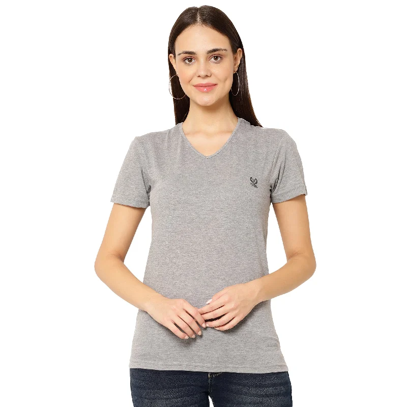 Vimal Jonney Silver Color T-shirt For Women Fleece Fabric Down Fabric Feather Fabric