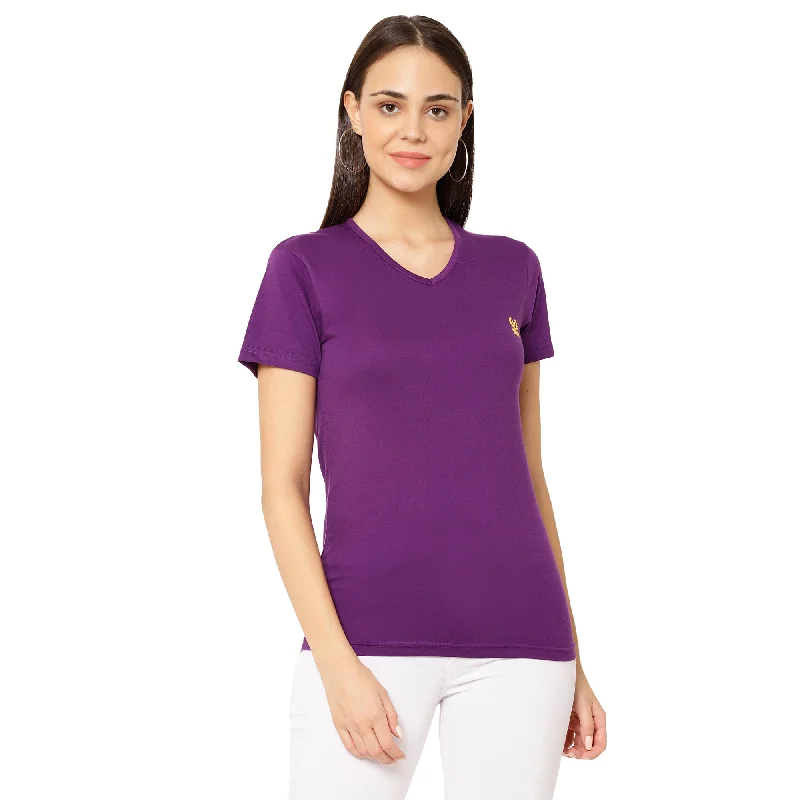 Vimal Jonney Purple Color T-shirt For Women Hooded Caped Shawl Collar