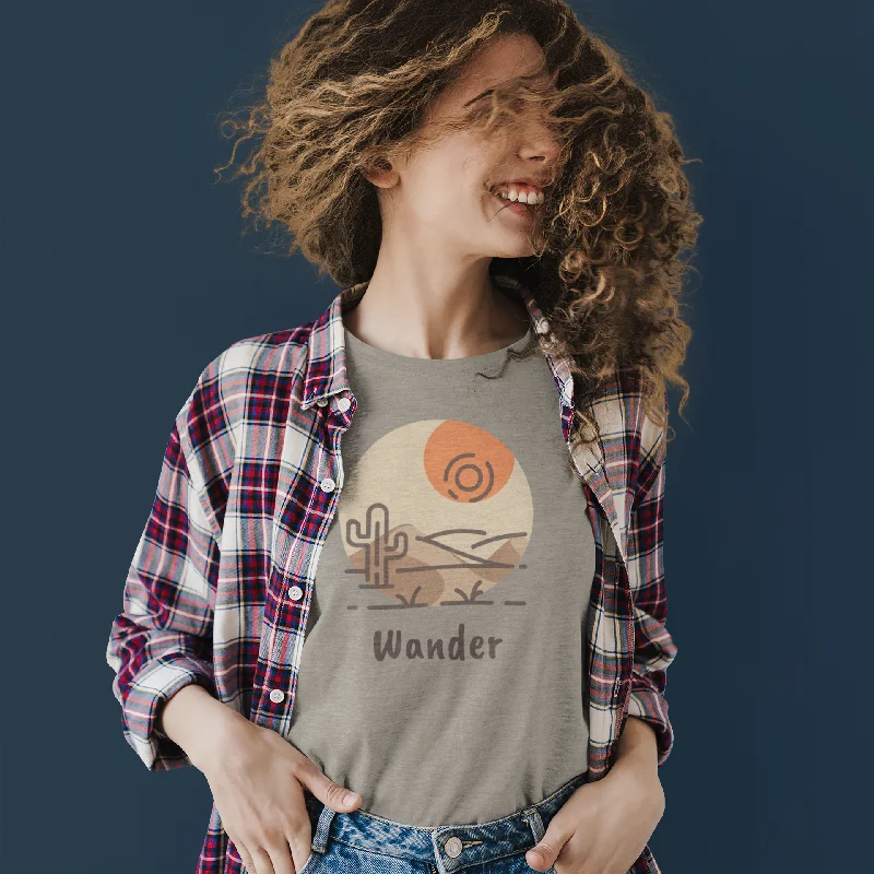 Wander Desert Sun Cactus T-shirt -  Travel Lover Tee Machine Wash Dry Clean Hand Wash