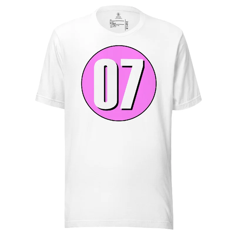 Unisex t-shirt: White on Pink 07 Hooded Caped Shawl Collar