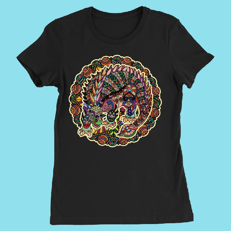 Women Ankylosaurus Mandala T-Shirt Iron Safe Non-Iron Wrinkle Free