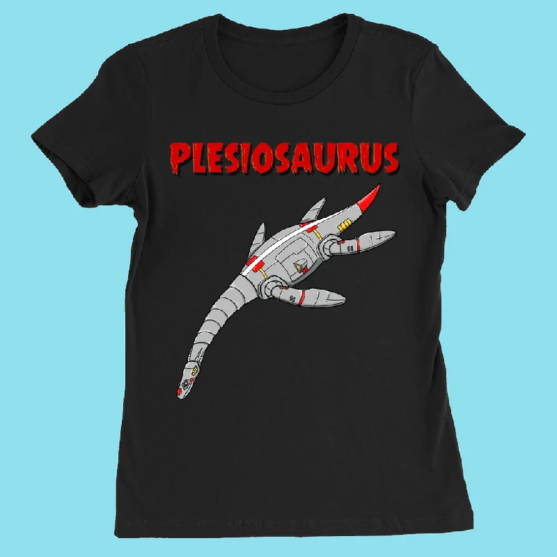 Women Robot Plesiosaurus T-Shirt Graphic Embroidered Appliqued