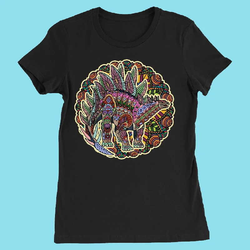 Women Stegosaurus Mandala T-Shirt Rayon Fabric Velvet Fabric Corduroy Fabric