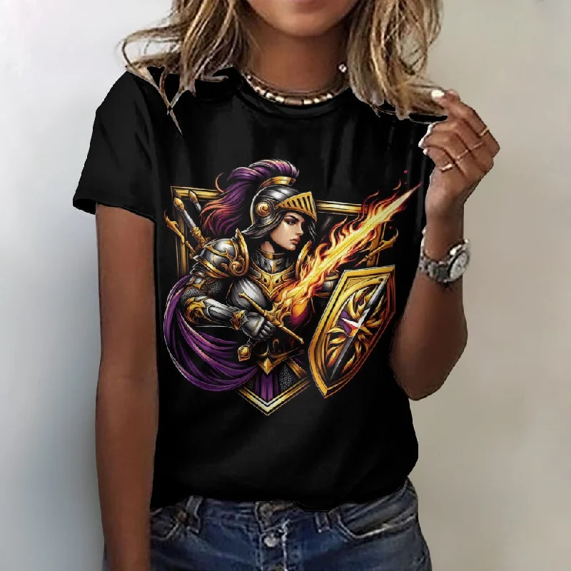 Women's Bold Templar Warrior 100% Cotton T-Shirt Jersey Fabric Tulle Fabric Batik Fabric