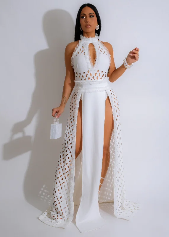 About That Maxi Dress White Comfortable Maxi Dress with Slits