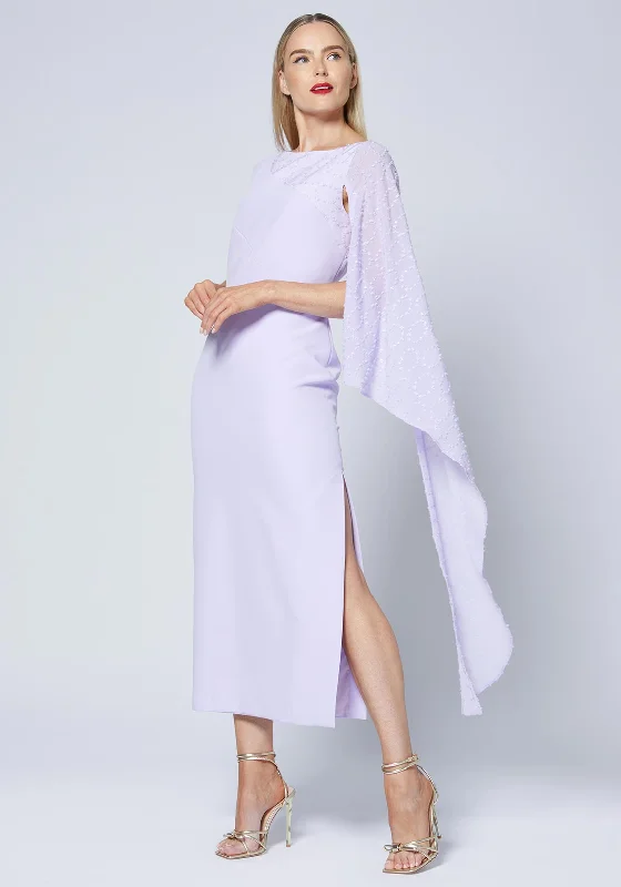 Caroline Kilkenny Pen Drape Sleeve Maxi Dress, Lilac Fashionable Asymmetrical Maxi Dress