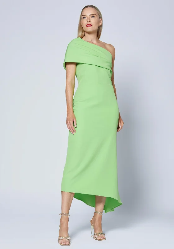 Caroline Kilkenny Vickie Drape Shoulder Maxi Dress, Green Chic Off-Shoulder Maxi Dress