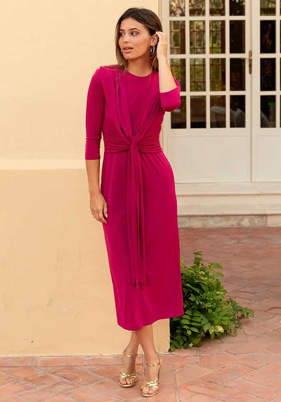 Cayro Gala Knot Waist Maxi Dress, Fuchsia Stylish Empire Waist Maxi Dress