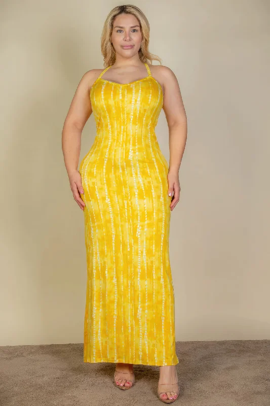 Plus Size Casual Yellow Bodycon Maxi Dress Comfortable Cotton Maxi Dress