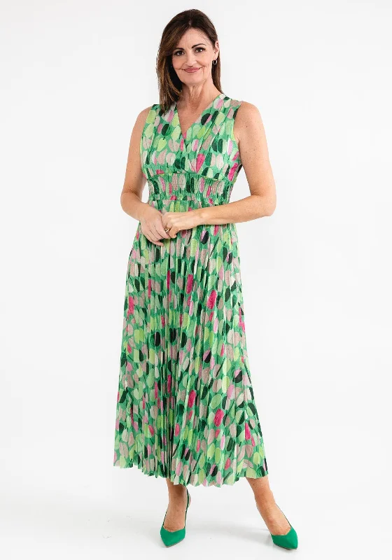 d.e.c.k. by Decollage One Size Glitter Maxi Dress, Green Multi Elegant Maxi Dress with Pockets