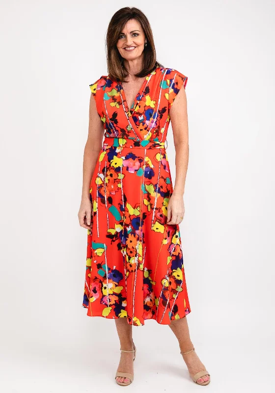 Ella Boo Abstract Floral Print Maxi Dress, Red Multi Elegant Velvet Maxi Dress