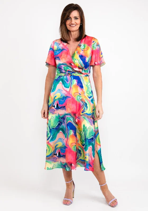 Ella Boo Swirl Print Maxi Dress, Multi Stylish V-Neck Maxi Dress