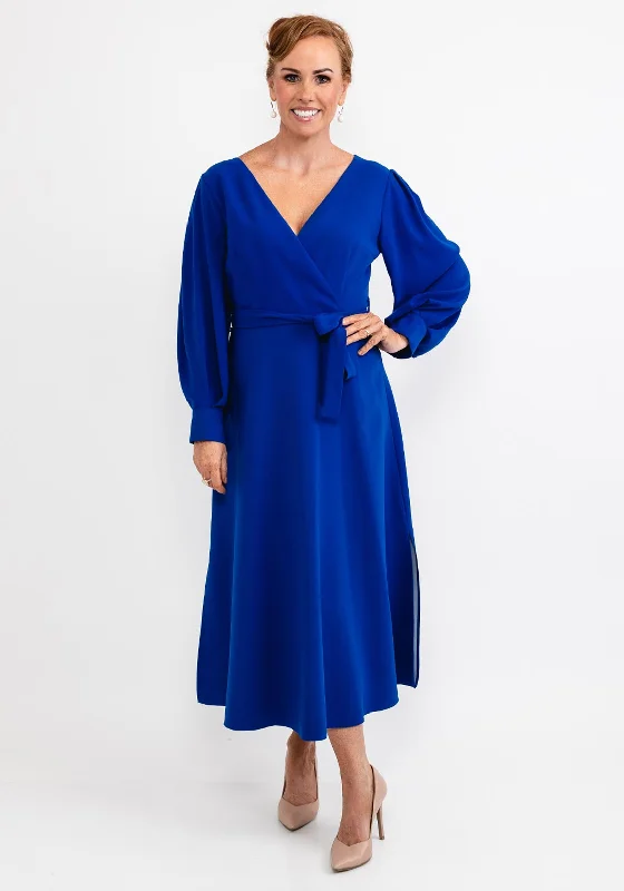 Ella Boo Cut Out Sleeve Maxi Dress, Royal Blue Elegant Boho Maxi Dress