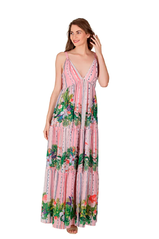 Cami 3-Tier Maxi Dress Fashionable Open-Back Maxi Dress