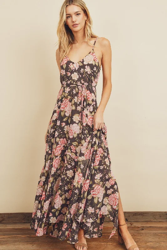 Floral Flared Maxi Dress Cozy Longline Maxi Dress