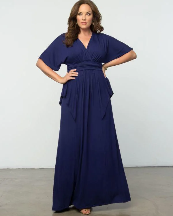 Kiyonna Formal Long Maxi Dress Cozy Ruffle Sleeve Maxi Dress