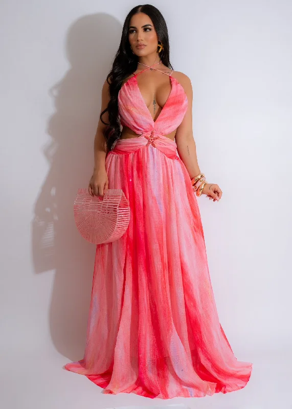 Good Days Glitter Maxi Dress Pink Stylish Empire Waist Maxi Dress