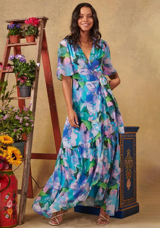 Hope & Ivy Everleigh Floral Wrap Maxi Dress, Multi Elegant Maxi Dress with Lace