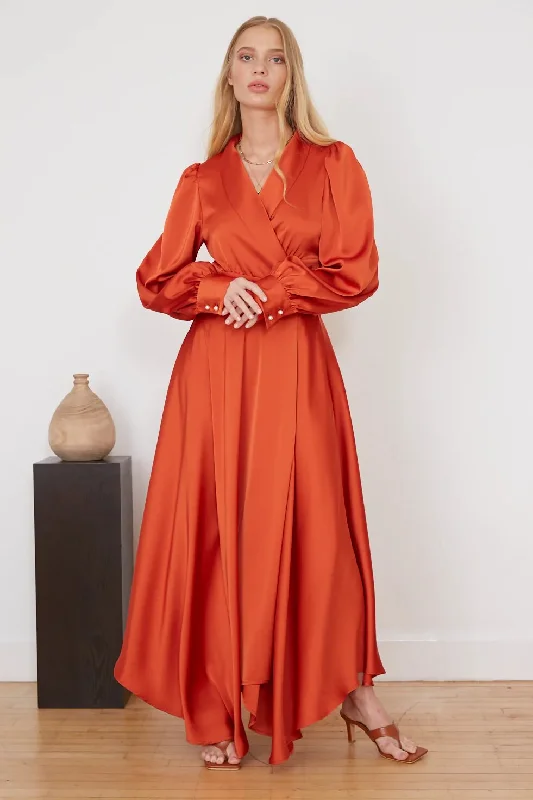 Jovonna Angnella Wrap Maxi Dress, Crimson Stylish Button-Up Maxi Dress