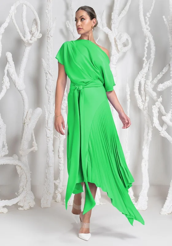 Kevan Jon Mila Pleat Drape Maxi Dress, Flo Green Elegant Sleeveless Maxi Dress