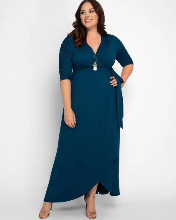 Kiyonna Long Formal Maxi Dress Sale Fashionable Open-Back Maxi Dress