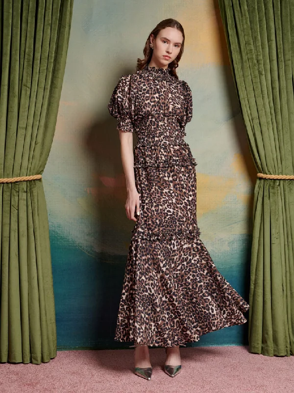 Lise Leopard Maxi Dress Classic V-Neck Maxi Dress