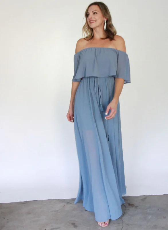 Off Shoulder Ruffled Top Maxi Dress Stylish Boho Maxi Dress