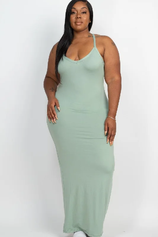 Plus Size Sage Green Bodycon Maxi Dress Chic Summer Floral Maxi Dress