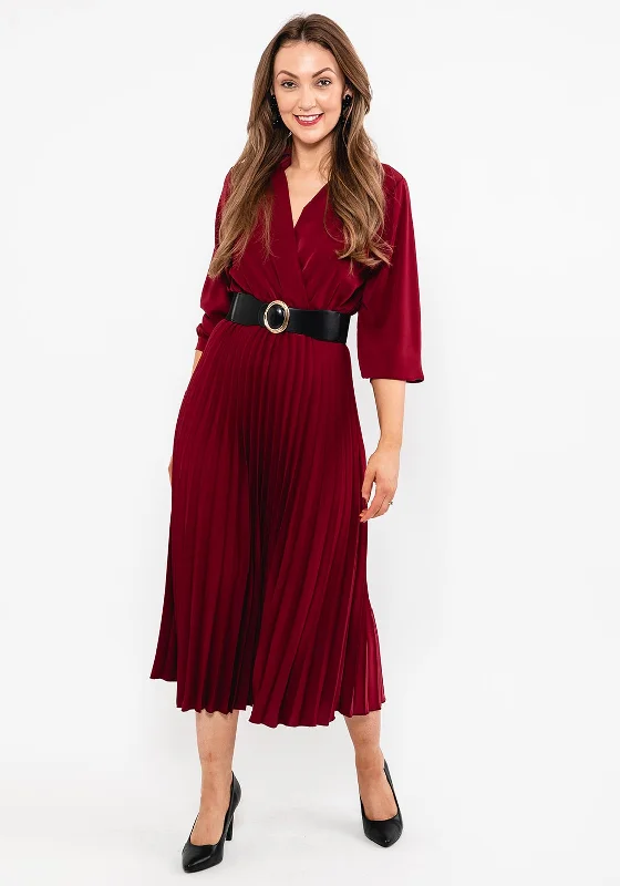 Seventy1 Pleated Maxi Dress, Burgundy Cozy Longline Maxi Dress