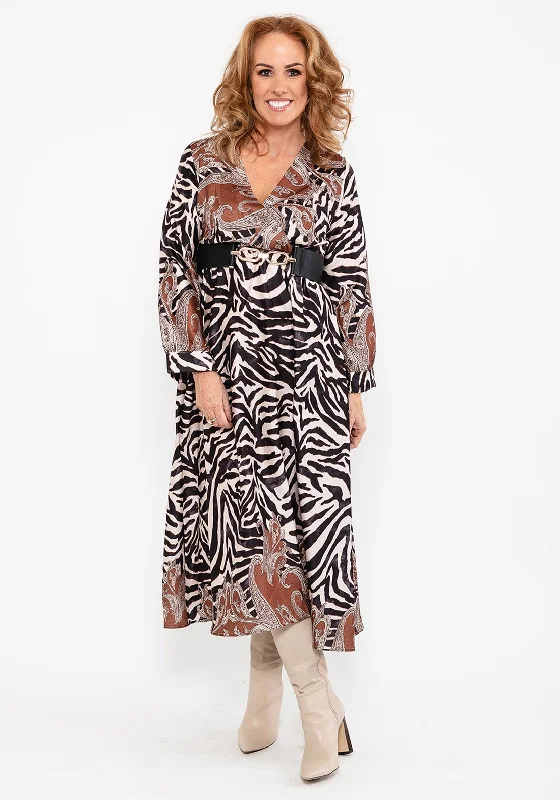 Seventy1 Animal & Ornate Print Maxi Dress, Black Multi Stylish Off-Shoulder Maxi Dress