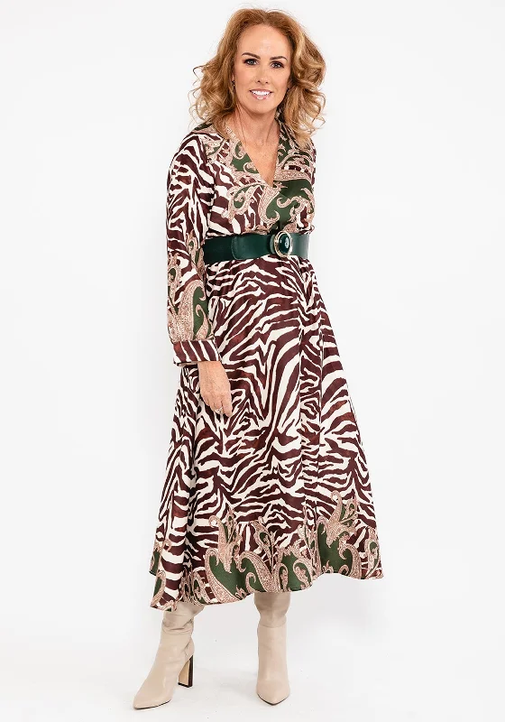 Seventy1 Animal & Ornate Print Maxi Dress, Brown Multi Fashionable Printed Maxi Dress