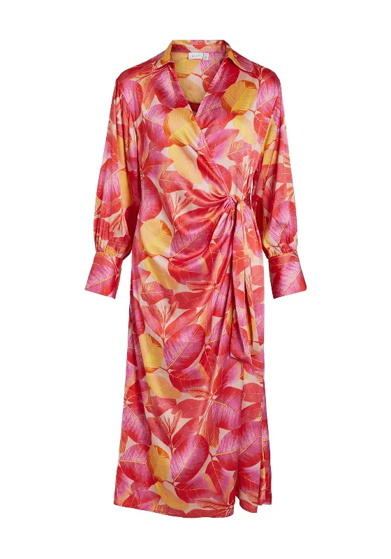 Vila Leaf Print Wrap Maxi Dress, Tigerlily Stylish A-Line Maxi Dress