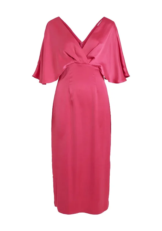 Vila Moma Satin Maxi Dress, Pink Yarrow Comfortable Satin Maxi Dress