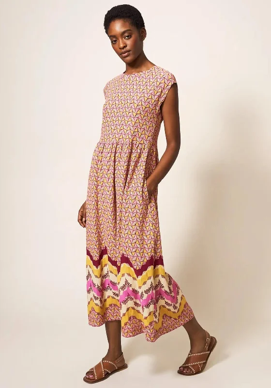 White Stuff Addison Sunrise Print Maxi Dress, Plum Multi Stylish V-Neck Maxi Dress